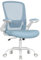 SONGMICS Sedia da Ufficio Girevole, Sedia di Rete da Computer Ergonomica, Supporto Lombare, Oscillante, Seduta 53 cm, Braccioli Pieghevoli, Blu Nebbia OBN037Q01