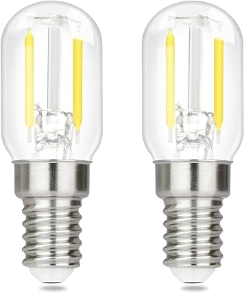 GBLY 2er pack E14 LED Kaltweiß Glühbirne: Vintage LED Lampen T22 Retro Birne 2W 6000K Edison Leuchtmittel E14 Fassung Bulb Kühlschranklampe Energiesparlampe Ersatz Halogenlampen - Nicht Dimmbar