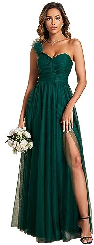 Ever-Pretty Abito Dmigella Donna Linea ad A Abiti Lunghi Donna da Cerimonia Verde Scuro 36