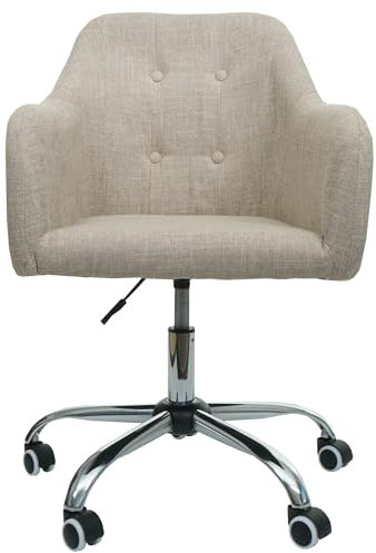 Mendler Bürostuhl HWC-L92, Drehstuhl Schreibtischstuhl Computerstuhl Bürosessel Stuhl, mit Armlehne - Stoff/Textil Creme