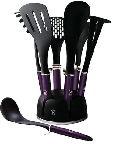 Berlingerhaus Purple Eclipse Collection Lot de 7 ustensiles de cuisine en nylon Violet métallisé 30 cm