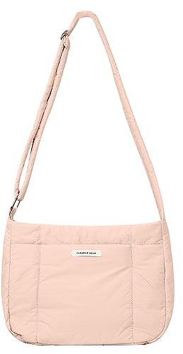 AMZLORD Puffer-Umhängetasche für Damen, weiche Weekender-Tasche, einfarbig, schicke Umhängetasche, leichtes Nylon, für Reisen, Arbeit, Shopper
