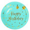 EVYIENEN 50PCS Happy Birthday Party Paper Plates，7inch Disposable White and Gold Plates Set，Party Tableware Party Supplies for Birthday Decorations (Green and Gold, 7inch)