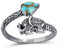 BONLAVIE Türkis Ring, Damen Silber 925 Vintage Offener Elefantenmuster Birnenförmiger Ringe Schmuck Geschenke für Damen