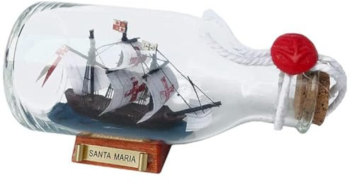 FLADO Barca a Vela in Bottiglia, Modello Finito di Nave in Bottiglia di Vetro, Regali di Compleanno di Natale (12 * 5,5 * 7,5 Cm)