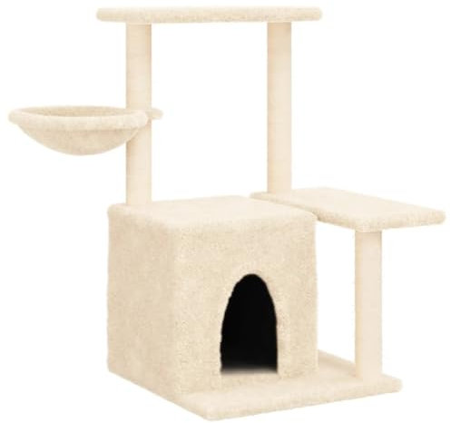 vidaXL Kratzbaum, Katzenkratzbaum mit Sisal-Kratzsäulen, Katzenbaum mit Katzenhöhle Plüsch, Kletterbaum für Katzen, Katzenmöbel, Creme 83cm