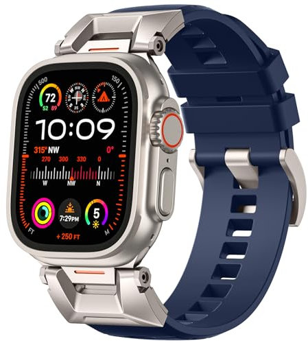 Bandletic Compatibile con Cinturino Apple Watch Ultra 49mm 44mm 45mm 46mm 42mm, Cinturino di Ricambio Sportivo Robusto con Acciaio Inox per Apple Watch Ultra 2/Ultra SE Serie 10 9 8 7 6 5 4 3 2 1