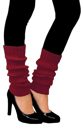 Oblique Unique® Sexy Damen Bein Stulpen Strümpfe für 80er Jahre 80s Motto Party Fasching Karneval Tanzen Aerobic Kostüm Accessoires (Weinrot)