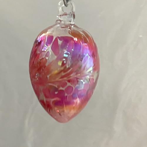 1 Glas Ei zum hängen mundgeblasen rot klar Osterei zum hängen Osterdekoration Höhe 8,5 cm Durchmesser 4,8 cm