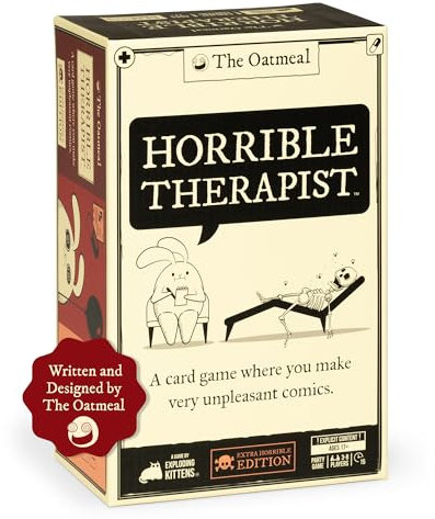 Exploding Kittens - Horrible Therapist: Extra Horrible Edition 3-8 Players - Ages 17+ - 15 Minutes to Play - Comic Building Card Game - Ideal for Party, Family Game Night - White
