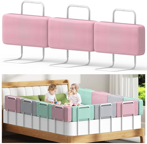 Kidsgigglz Barriere de Securite Enfant Lit, Barrière de Lit Anti-Chute Soft Pack Barrière Lit Enfant Protection de Bord de Lit Portable Hauteur Réglable Garde-Corp pour Lit Bébé -1Pcs 60cm Rose Cerise