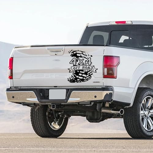 LYABYT Auto Reifen Spur 4x4 Off Road Aufkleber Heckklappe Dekor Aufkleber, für Ford F150 Ranger Chevrolet Silverado Dodge Ram Isuzu Dmax Pickup
