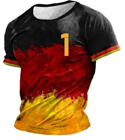 Deutschland Trikot Erwachsene Em Fanartikel 2024 Mit Nummer Tshirt Regular Fit Sommer Sweatshirt Sommer T Shirt Fitness Sportshirt Gym Slim-Fit Oberteile Sport Bekleidung