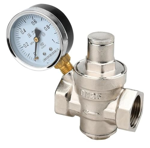 EKalgretrA Druckminderer Wasser 1 stück Haushalts-Leitungswasser-Druckminderer 1/2 3/4 1 1,2 Weiblich Einstellbare Heizung Druckregulierung(3/4 with Gauge)