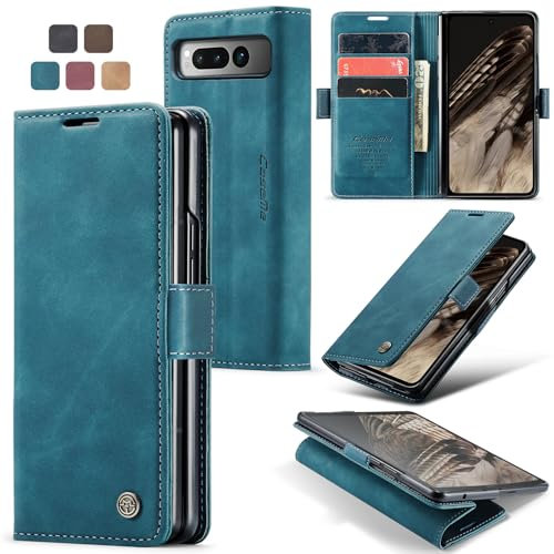 owlhold Funda para Google Pixel Fold,Funda Avanzado PU Piel [Tarjetas y Billetera][Soporte Plegable][Cierre Magnético] Antigolpes Libro Case Carcasa para Google Pixel Fold -Azúl