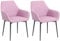 HOMCOM Pack de 2 Sillas de Comedor Sillas Decorativas Tapizadas en Lino Sillas de Cocina con Respaldo Reposabrazos y Patas de Metal para Salón 59,5x56,5x81 cm Rosa