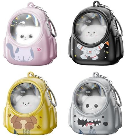 FLKWOP Mini llavero de gatito con luz portátil, linterna de arena para niños, reflector de dibujos animados, bonito colgante pequeño, regalo compacto