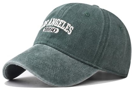 Gorras de béisbol para hombre, bordadas de Los Ángeles, gorra clásica para exteriores, unisex, gorra de béisbol para papá, Verde negruzco, Large