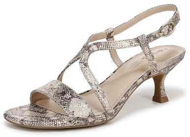 LifeStride Womens Nolita Heeled Sandal Taupe Multi Snake 7.5 W