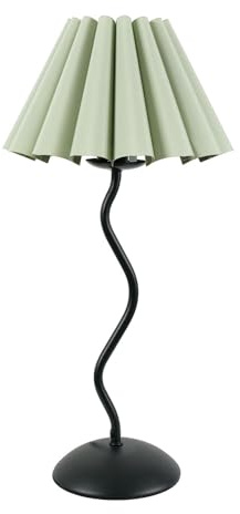 ValueLights | Black Metal Wavy Stem Table Lamp with Sage Green Pleated Tapered Shade Living Room Bedroom Light | Table Lamps, Home Décor & Improvement Essential