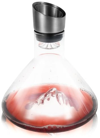 Iceberg Red Wine Decanter, 1500ML Wine Carafe with Built-in-Aerator, Stainless Steel Drip-Free Pourer Lid and Filter, Lead-Free Crystal Glass, Christmas WineGifts for Men (Set 1)