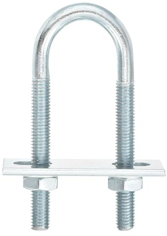 QUARKZMAN Runde U-Bolzen Bügelschraube, 6 Satz 25mm ID x 90mm Länge U Winkel M8 verzinkter Kohlenstoffstahl U-Klammerbolzen mit Muttern und Platten, für Autos Reparatur Bootstrailer
