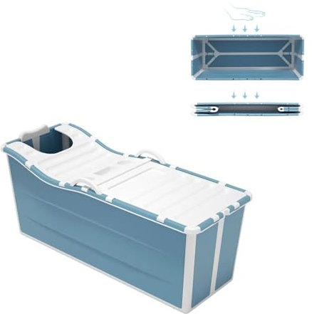 Large Foldable Portable Adult Soaking Barrel with Thicken Cover for Warm Spa Sauna Blue
