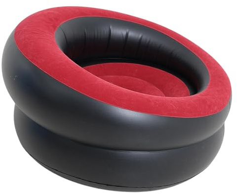 Colcolo Aufblasbarer Lounge-Sessel, aufblasbarer Liegestuhl, tragbares Einzelsitz-Sofa, Luftsofa, aufblasbare Couch für Gaming-Zimmer, Reisen, Rot Schwarz