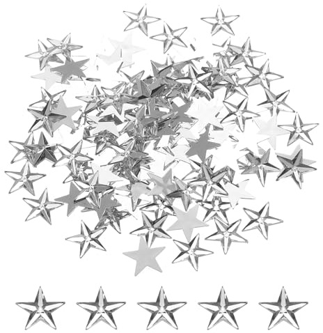 QUARKZMAN 100 Stück Stern-Strasssteine Weiß, 14x14mm, Glitzersteine zum Basteln und Rhinestones, für DIY Basteln, Perlen, Hochzeit Party, Kostüme, Schmuckherstellung