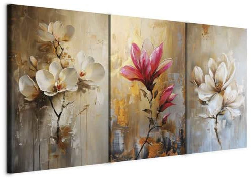 murando - Wandbilder Set 3 tlg Wanddeko Collage 3er 120x60 cm (je 40x60 cm) – Leinwandbild Wohnzimmer Schlafzimmer - Zen-Orchideen – Bildkompositionen in friedlicher Atmosphäre b-H-10197-b-a