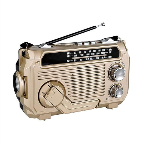 7-in-1 Wind Up Solar Radio – Emergency Solar Hand Crank Radio, Novelty Radios, Weather AM/FM/SW Radio with Rechargeable Battery, USB Phone Charger, Flashlight, SOS Alarm, Reading Lamp, Compass, Jack
