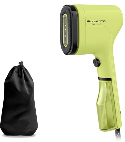 Rowenta Pure Pop - Cepillo de vapor de 1300 W con salida de vapor de hasta 20 gr/min que plancha y purifica, elimina pelusas y pelo, cabezales reversibles, diseño para viaje, color lima, DR2025F0
