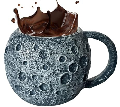 Humdcdy Taza de astronauta con diseño de planeta en relieve, taza de café, para té, leche, vino, cerveza, cocina, trabajo, cafetería, decoración de habitación de granja - Luna
