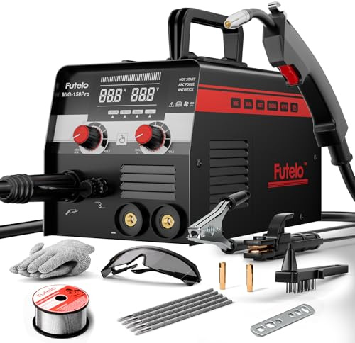 Futelo MIG Saldatore 150A [grande display LED] Saldatrice 110V, nucleo di flusso MIG/Lift TIG/Stick 3 in 1, saldatrice IGBT inverter portatile senza gas con sinergia
