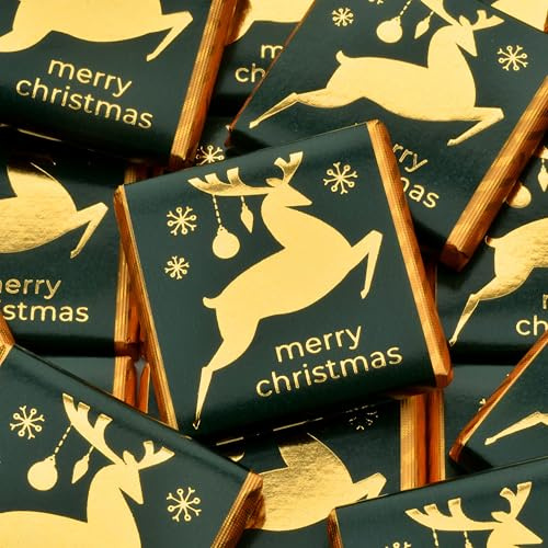 Wyeland Confectionery Merry Christmas Reindeer Milk Chocolate Neapolitans - Evergreen - 50 Chocolates