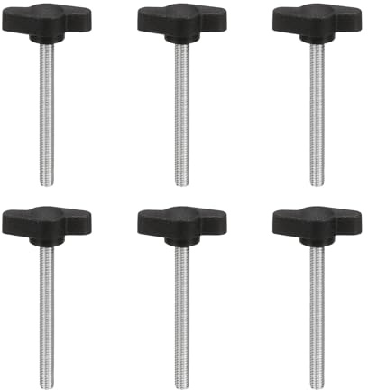 PATIKIL Viti A Farfalla A T Con Testa A Manopola M5 X 50 Mm, 6 Pezzi In Acciaio Al Carbonio Per Serraggio Manuale Sostituzione Pompe Di Alimentazione, Nero