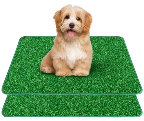 2 pezzi di toilette per cani con prato sintetico, toilette per cuccioli di cane con prato sintetico sostituibile per esterni, lettiera per cuccioli di cane riutilizzabile con tappetini per erba per