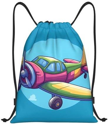 asbwuo Rucksack mit Flugzeugmotiv, leicht und geeignet für Fitness und Sport, mit Schultergurten
