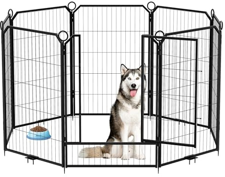 Garvee Robuster Metall-Hundezwinger für Garten & Terrasse – 8-teiliges Freigehege, rostgeschützt, faltbar, tragbar, sicherer Auslauf für Welpen & Hunde – ideal für Outdoor & Camping – Variante: 8