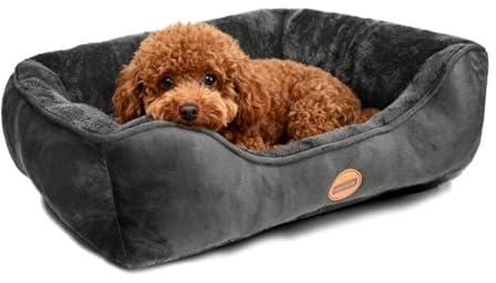 Nobleza Hundebett für Hunde, 67x57cm, Superweiches Hundekissen, Waschbarer & Rutschfester Hundekorb mit Hohem Rand, Haustierbett für Hunde und Katzen, Schwarz