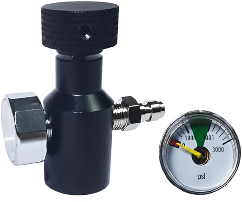Tressify Co2-Fülladapter, schwarz, für 340.2 g 567.0 g CO2-Tank, Druckluft-Füllstation, 3000 Psi Gauge, Dual Port G1/2-14 Gewinde, 8 mm männlicher Kopf, schnelles Aufblasen