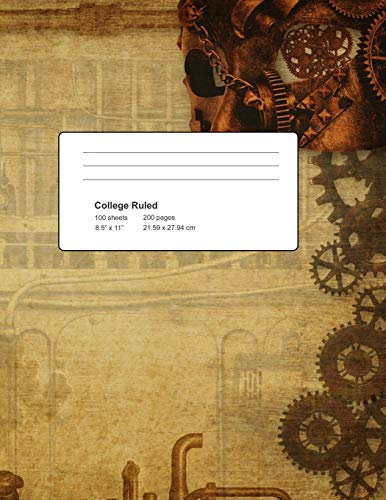 Steampunk Gears Notebook: College Rule 100 Sheets 200 Pages
