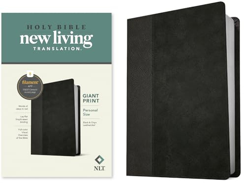 Holy Bible: NLT, Black/Onyx, Leatherlike, Filament App, Personal Size Giant Print Bible