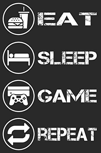 Gamer Gaming Notizbuch - Eat Sleep Game Repeat: DIN A5 Kariert 120 Seiten | Planer Tagebuch Notizheft Notizblock Journal To Do Liste | Zocker Zocken ... Weihnachten Adventskalender Geburtstag