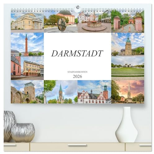 Darmstadt Stadtansichten (hochwertiger Premium Wandkalender 2026 DIN A2 quer), Kunstdruck in Hochglanz: Es erwarten Sie einmalig wunderschöne Aufnahmen von Darmstadt (CALVENDO Orte)