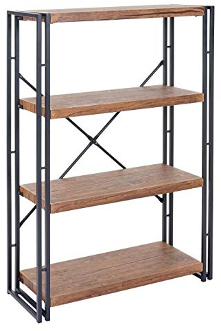 Mendler Bücherregal HWC-A27, Standregal Wohnregal, 121x80cm 3D-Struktur 4 Ebenen, Wildeiche-Optik