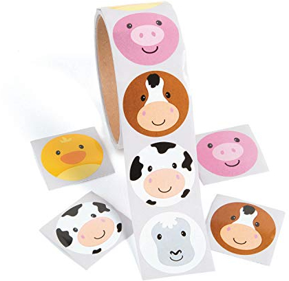 Bauernhof Farm Aufkleber Sticker für Kindergeburtstag Mottoparty als Mitgebsel Give-Away Rolle 100 Stück mit Palandi® Sticker
