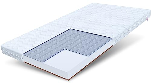 FDM Baby Comfort Schaumstoffmatratze 80 x 160 cm Kokos Buchweizen Matratze 9 cm Höhe Kindermatratze Härtegrad H2/H3 (Mittelweich/Mittelhart) Bezug Zweiseitig Abnehmbar Waschbar