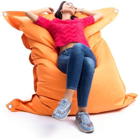 LIVEDECO - Pouf Extérieur, Outdoor, Jardin, Terrasse, Orange BiG52 Iron RAW