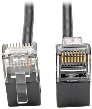 TRIPP LITE Cat6 Gigabit Patch Cable Snagless Right-Angle Utp Slim, 1', Black (N201-SR1-BK)